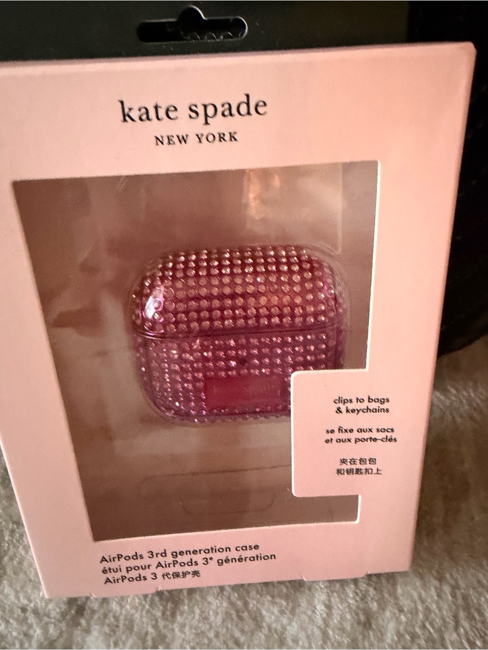 kate spade New York Pink Rhinestone AirPods Case